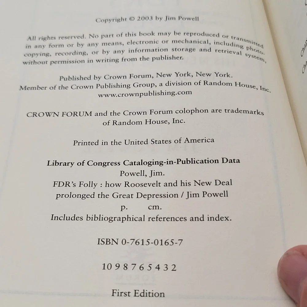 Jim Powell FDR's Folly Hardcover First Edition New Deal Great Depression Good